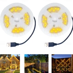 2pcs 20M LED String Lights, USB Fairy String Lights 400 LEDs Warm White, White, Blue Outdoor for Christmas Flexible Decoration