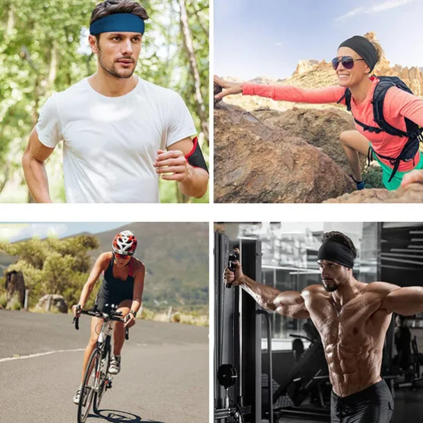4PCS Men's Sports Headband Sweatband Sports Workout Track and Field Headband Elastic Moisture-wicking Unisex Headband Headband