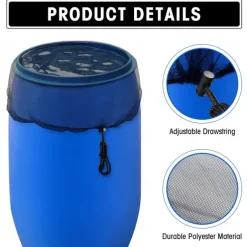 2Pcs Mesh Cover for Rain Barrels with Drawstring Water Collection Buckets Tank Protector Screen for Preventing Fallen Leaves in Outdoor Garden Eaves