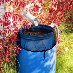 2Pcs Mesh Cover for Rain Barrels with Drawstring Water Collection Buckets Tank Protector Screen for Preventing Fallen Leaves in Outdoor Garden Eaves