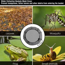 2Pcs Mesh Cover for Rain Barrels with Drawstring Water Collection Buckets Tank Protector Screen for Preventing Fallen Leaves in Outdoor Garden Eaves