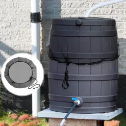 2Pcs Mesh Cover for Rain Barrels with Drawstring Water Collection Buckets Tank Protector Screen for Preventing Fallen Leaves in Outdoor Garden Eaves