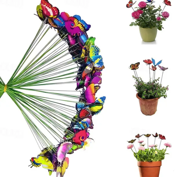 20pcs Metal Wire Butterfly Plant Stakes Garden Decor Butterfly Stakes Outdoor Yard Planter Flower Pot Bed Yard Garden Lawn Decor
