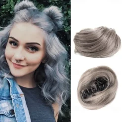 2Pcs Mini Claw Fake Space Hair Bun Clip in Messy Bun Synthetic Hair Chignon Donut Hair Bun Extensions Wig Accessory Ponytail Updo Hair Pieces for Women Girls and Kids
