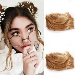 2Pcs Mini Claw Fake Space Hair Bun Clip in Messy Bun Synthetic Hair Chignon Donut Hair Bun Extensions Wig Accessory Ponytail Updo Hair Pieces for Women Girls and Kids