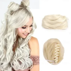 2Pcs Mini Claw Fake Space Hair Bun Clip in Messy Bun Synthetic Hair Chignon Donut Hair Bun Extensions Wig Accessory Ponytail Updo Hair Pieces for Women Girls and Kids