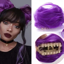 2Pcs Mini Claw Fake Space Hair Bun Clip in Messy Bun Synthetic Hair Chignon Donut Hair Bun Extensions Wig Accessory Ponytail Updo Hair Pieces for Women Girls and Kids