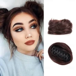 2Pcs Mini Claw Fake Space Hair Bun Clip in Messy Bun Synthetic Hair Chignon Donut Hair Bun Extensions Wig Accessory Ponytail Updo Hair Pieces for Women Girls and Kids