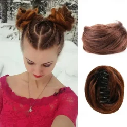 2Pcs Mini Claw Fake Space Hair Bun Clip in Messy Bun Synthetic Hair Chignon Donut Hair Bun Extensions Wig Accessory Ponytail Updo Hair Pieces for Women Girls and Kids