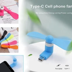 5PCS Mini Portable Type-C Phone Fan – USB Charging Handheld Cooling Fan for Android Mobile Phones