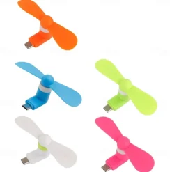 5PCS Mini Portable Type-C Phone Fan – USB Charging Handheld Cooling Fan for Android Mobile Phones