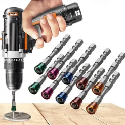 5PCS 65mm Anti-Slip Electric Magnetic Nut Driver Set 1/4 Inch Hex Shank S2 PH2 Magnetic Phillips Cross Screw Screwdriver Bits Set Electric Power Driver Bit Set Gift for Machinist