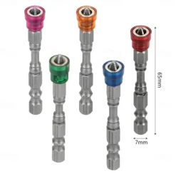 5PCS 65mm Anti-Slip Electric Magnetic Nut Driver Set 1/4 Inch Hex Shank S2 PH2 Magnetic Phillips Cross Screw Screwdriver Bits Set Electric Power Driver Bit Set Gift for Machinist