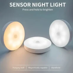 3PCS Motion Sensor Step Lights - USB Rechargeable Dimmable Night Lamps with 8 LEDs for Wardrobe, Bedroom & Bathroom