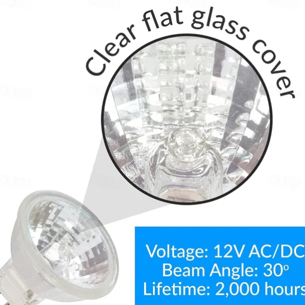 6pcs MR11 Halogen Bulbs 12V 20W Dimmable Spotlight Warm White Light