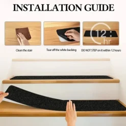 10pcs Non Slip Outdoor Stair Treads 6x24 Black Pre-Cut 80 Grit Anti Slip Grip Tape Non Skid Heavy Duty Traction Adhesive Step Stripes For Staircase Skateborad And Deck