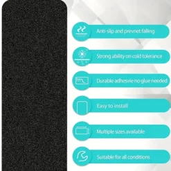 10pcs Non Slip Outdoor Stair Treads 6x24 Black Pre-Cut 80 Grit Anti Slip Grip Tape Non Skid Heavy Duty Traction Adhesive Step Stripes For Staircase Skateborad And Deck