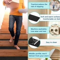 10pcs Non Slip Outdoor Stair Treads 6x24 Black Pre-Cut 80 Grit Anti Slip Grip Tape Non Skid Heavy Duty Traction Adhesive Step Stripes For Staircase Skateborad And Deck