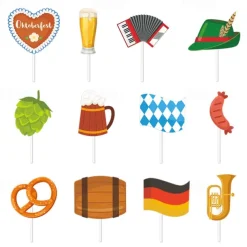 24Pcs Oktoberfest Cupcake Toppers Beer Day Cake Topper Bavarian Festival Cake Picks for Beer Theme Party Supplies Oktoberfest Party Decorations