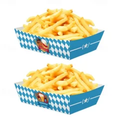 36Pcs Oktoberfest Party Supplies German Party Bavarian Flag 4 Corner Food Boxes Paper German Beer Festival Snack Trays Disposable Food Trays for Beer Festival Party Decorations Supplies Favors