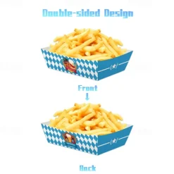 36Pcs Oktoberfest Party Supplies German Party Bavarian Flag 4 Corner Food Boxes Paper German Beer Festival Snack Trays Disposable Food Trays for Beer Festival Party Decorations Supplies Favors