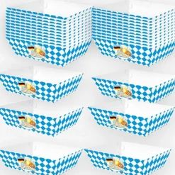 40Pcs Oktoberfest Party Supplies German Party Bavarian Flag 4 Corner Food Boxes Paper German Beer Festival Snack Trays Disposable Food Trays for Beer Festival Party Decorations Supplies Favors