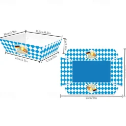40Pcs Oktoberfest Party Supplies German Party Bavarian Flag 4 Corner Food Boxes Paper German Beer Festival Snack Trays Disposable Food Trays for Beer Festival Party Decorations Supplies Favors
