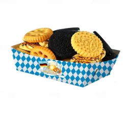 40Pcs Oktoberfest Party Supplies German Party Bavarian Flag 4 Corner Food Boxes Paper German Beer Festival Snack Trays Disposable Food Trays for Beer Festival Party Decorations Supplies Favors