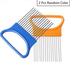 2PCS Onion Vegetables Slicer Cutting Tomato Slicer Cutting Aid Holder Guide Slicing Cutter Safe Fork Onion Cutter Kitchen Accessories