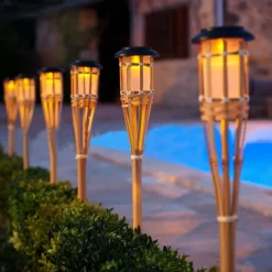 2pcs Outdoor Garden Solar Bamboo Torch Light Landscape Pathway Solar Torch Light Solar Pathway Lawn Lamps Spotligh Party decoration lamp