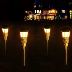 2pcs Outdoor Garden Solar Bamboo Torch Light Landscape Pathway Solar Torch Light Solar Pathway Lawn Lamps Spotligh Party decoration lamp