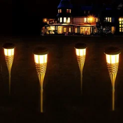 2pcs Outdoor Garden Solar Bamboo Torch Light Landscape Pathway Solar Torch Light Solar Pathway Lawn Lamps Spotligh Party decoration lamp