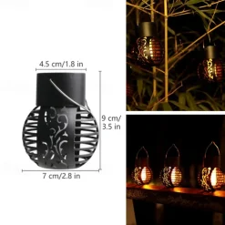 2/4pcs Outdoor Pathway Lantern Lights Hanging Solar Waterproof Garden Balcony Simulation Flame Hanging Light Christmas Outdoor Waterproof Courtyard Holiday Party Landscape Decoration Light
