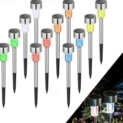 12pcs Outdoor Pathway Lights Solar Garden Light Waterproof LED Solar Lawn Light Garden Deck Walkway Solar Landscape Decoration Night Light
