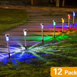 12pcs Outdoor Pathway Lights Solar Garden Light Waterproof LED Solar Lawn Light Garden Deck Walkway Solar Landscape Decoration Night Light