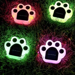 1/4pcs Outdoor Solar Cat Paw Lawn Lights, Solar Cute Cat Paw Deck Lights Ground Lamps LED Cat Paw Scene Light Landscape Light