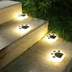 1/4pcs Outdoor Solar Cat Paw Lawn Lights, Solar Cute Cat Paw Deck Lights Ground Lamps LED Cat Paw Scene Light Landscape Light