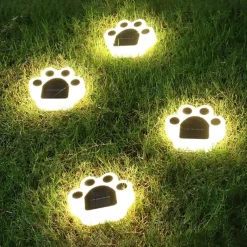 1/4pcs Outdoor Solar Cat Paw Lawn Lights, Solar Cute Cat Paw Deck Lights Ground Lamps LED Cat Paw Scene Light Landscape Light