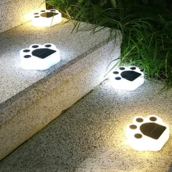 1/4pcs Outdoor Solar Cat Paw Lawn Lights, Solar Cute Cat Paw Deck Lights Ground Lamps LED Cat Paw Scene Light Landscape Light