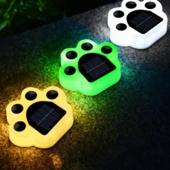 1/4pcs Outdoor Solar Cat Paw Lawn Lights, Solar Cute Cat Paw Deck Lights Ground Lamps LED Cat Paw Scene Light Landscape Light