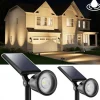 1/2pcs Outdoor Solar Powered Spot Lights Waterproof Bright LED Spotlights Outside Uplighting for Yard Flag Tree Lawn Garden Backyard House Driveway Super Focused Lens Spotlights Warm White