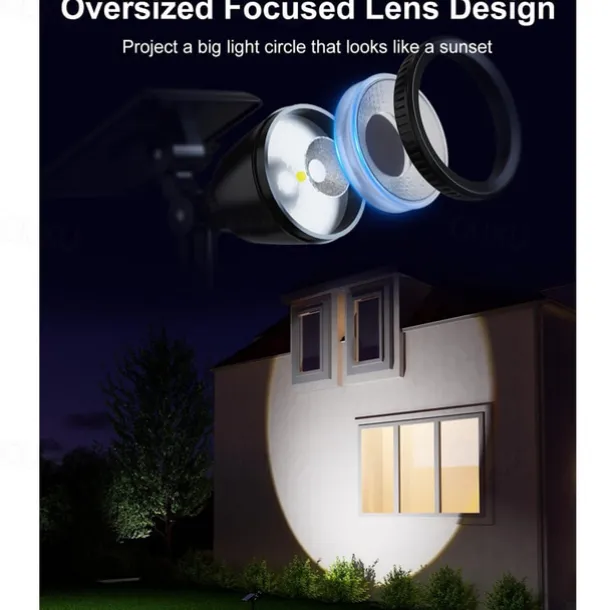 1/2pcs Outdoor Solar Powered Spot Lights Waterproof Bright LED Spotlights Outside Uplighting for Yard Flag Tree Lawn Garden Backyard House Driveway Super Focused Lens Spotlights Warm White