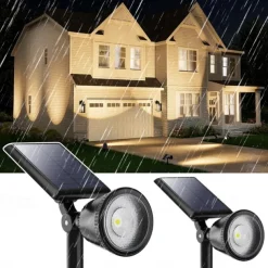 1/2pcs Outdoor Solar Powered Spot Lights Waterproof Bright LED Spotlights Outside Uplighting for Yard Flag Tree Lawn Garden Backyard House Driveway Super Focused Lens Spotlights Warm White