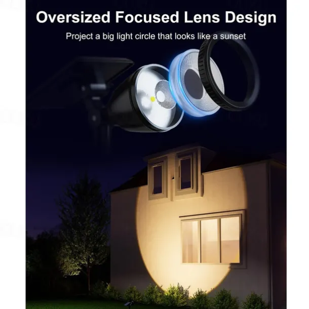 1/2pcs Outdoor Solar Powered Spot Lights Waterproof Bright LED Spotlights Outside Uplighting for Yard Flag Tree Lawn Garden Backyard House Driveway Super Focused Lens Spotlights Warm White