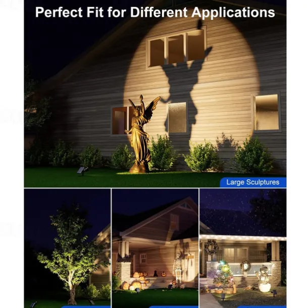 1/2pcs Outdoor Solar Powered Spot Lights Waterproof Bright LED Spotlights Outside Uplighting for Yard Flag Tree Lawn Garden Backyard House Driveway Super Focused Lens Spotlights Warm White