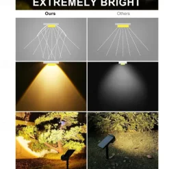 1/2pcs Outdoor Solar Powered Spot Lights Waterproof Bright LED Spotlights Outside Uplighting for Yard Flag Tree Lawn Garden Backyard House Driveway Super Focused Lens Spotlights Warm White