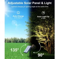 1/2pcs Outdoor Solar Powered Spot Lights Waterproof Bright LED Spotlights Outside Uplighting for Yard Flag Tree Lawn Garden Backyard House Driveway Super Focused Lens Spotlights Warm White