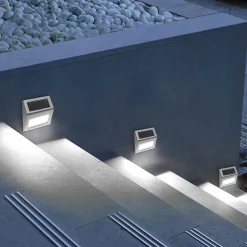 2pcs Outdoor Solar Step Light Stair Night Light Garden Courtyard Waterproof Solar Fence Corner Lighting Decoration Waterproof Stair Light