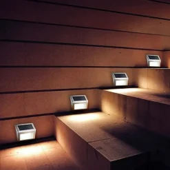 2pcs Outdoor Solar Step Light Stair Night Light Garden Courtyard Waterproof Solar Fence Corner Lighting Decoration Waterproof Stair Light