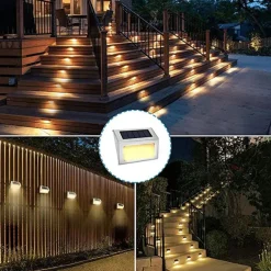 2pcs Outdoor Solar Step Light Stair Night Light Garden Courtyard Waterproof Solar Fence Corner Lighting Decoration Waterproof Stair Light
